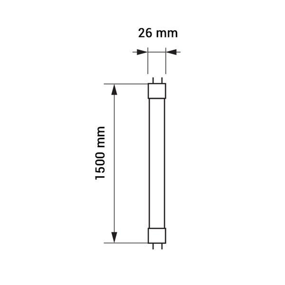 LED TL Buis 22W 150cm | Vervangt 58W | Basic serie - afmetingen