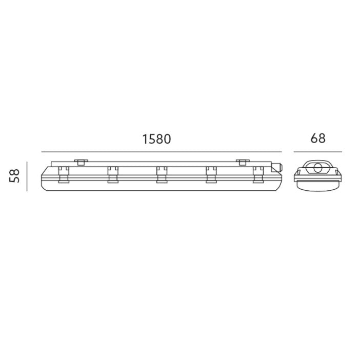 LED TL armatuur 150cm - enkel - ip65 waterdicht - afmetingen