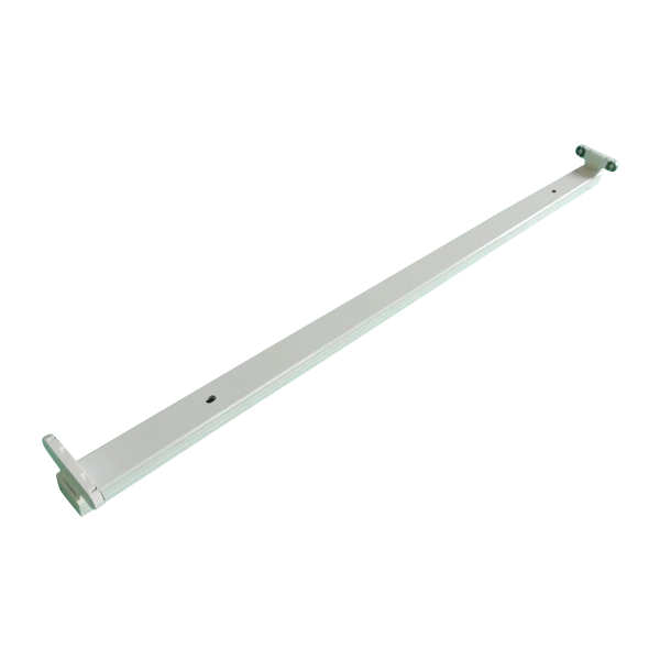 Wit metalen koppelbuis voor Verano veranda, schuin bovenaanzicht op het product met bevestigingspunten aan beide uiteinden.