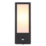 LED wandlamp met sensor zwart IP44 E27 fitting - vooraanzicht