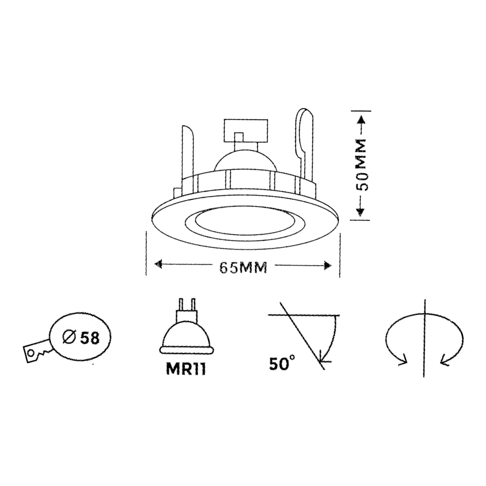 LED Spot Armatuur Kantelbaar | 58mm Geborsteld aluminium