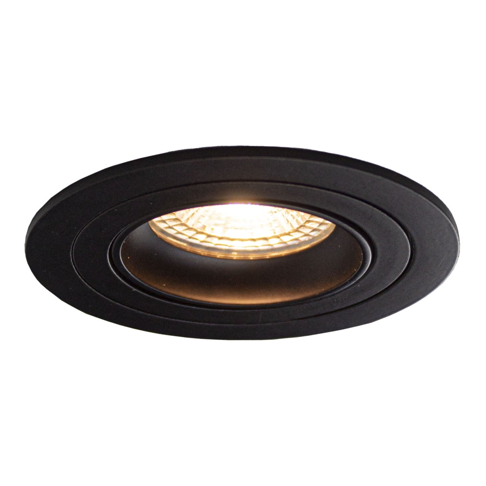 LED inbouwspot - zwart - rond - 80mm - dimbaar - kantelbaar - warm wit - onderaanzicht