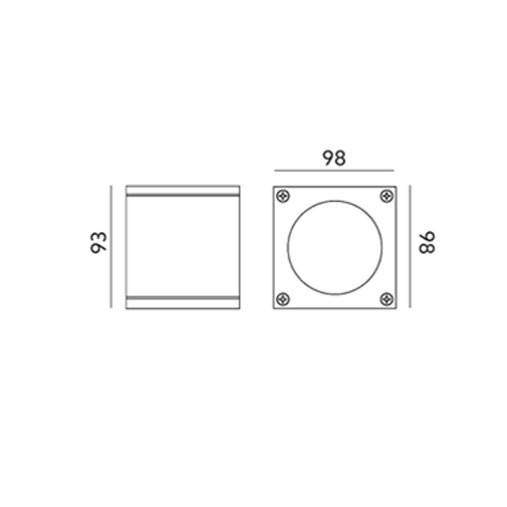 Opbouw outdoor - Plafondspot GU10 | vierkant | Zwart | IP44