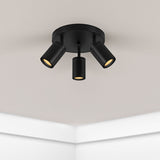 Smart opbouw plafond spot 3-voudig-rond-Zwart-Hue compatible-Incl. Zigbee spots-warmwit