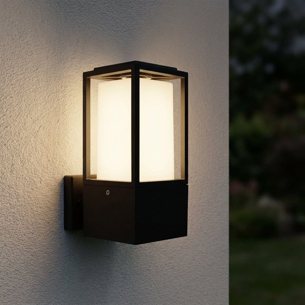 LED Vierkante wandlamp voor buiten | Melkglas | E27 | Antraciet | IP44