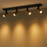 Opbouwspot Piccolo Zwart|Messing Metaal Langwerpig|Rond GU10 4-voudig 65cm