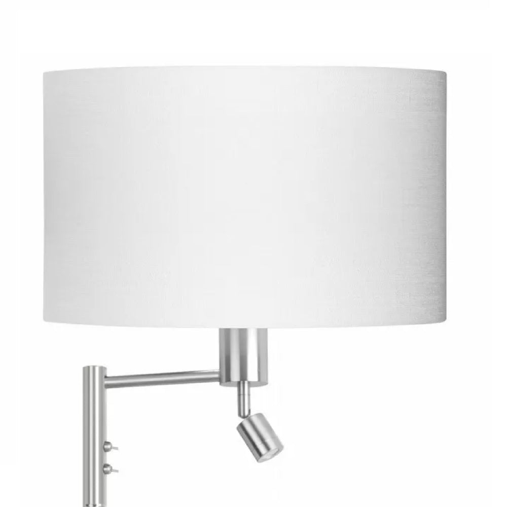 Highlight vloerlamp statief met leeslamp | Zilver | E27 | 150 cm | Havana - met lampenkap close up