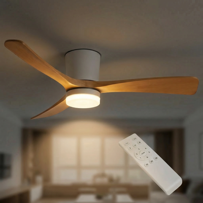 LED Plafondventilator | Hout Wit | 18W | 1440 lumen | CCT - Kleurwissel | Niet dimbaar