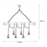 Landelijke Hanglamp Hout 6 x E27 fitting - Touw | Nantes