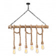 Landelijke Hanglamp Hout 6 x E27 fitting - Touw | Nantes