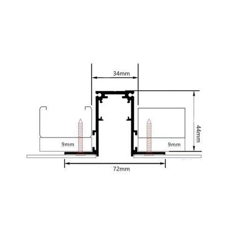 Magnetisch lage inbouw railsysteem - verschillende lengtes - zwart - 48V - Zwart - afmetingen