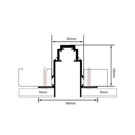 Magnetische spanningsrails 48V - Inbouw hoog - Zwart - M35-Type - afmetingen