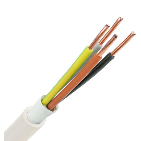 NYM H05VV-U Kabel - 4 x 2,5mm2 aders - 100 meter - Wit