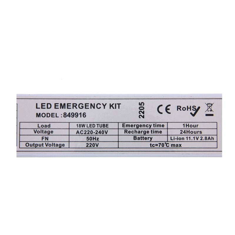 Noodunit voor LED TL-Buis -220-240V-18Watt-bovenaanzicht