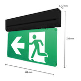 Noodverlichting MIRA-Zwart-3,5W-IP20-Incl 4x pictogrammen-afmetingen