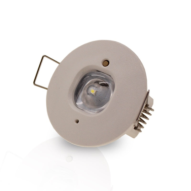 Close-up zijaanzicht van een LED module voor inbouwspot, met zicht op de lens, aluminium behuizing en koelribben, geschikt voor energiezuinige verlichtingstoepassingen.