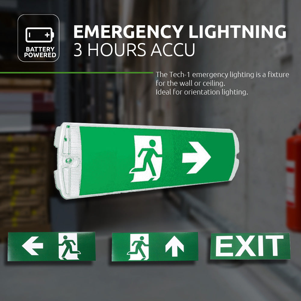 LED armatuur noodverlichting met 4 pictogrammen - accu