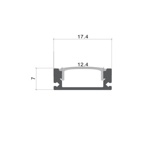 Opbouw profiel voor LED strips - 2 meter - inclusief afdek cover afmetingen