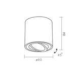 Opbouw spot armatuur zwart - Ø80mm - rond - dimbaar - GU10 fitting - afmetingen