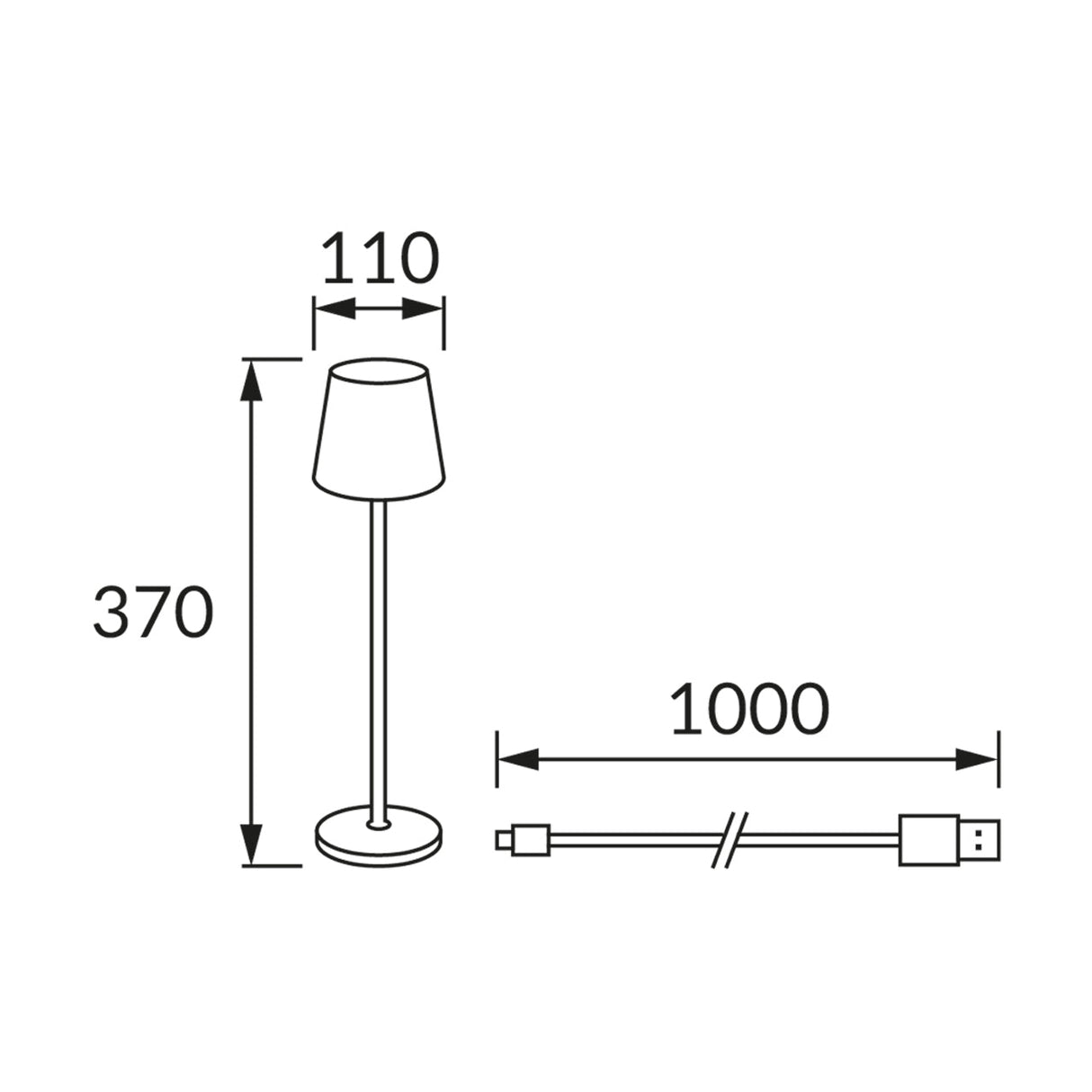 Tafellamp oplaadbaar LED | zwart | 2W | Toga | Dimbaar | CCT