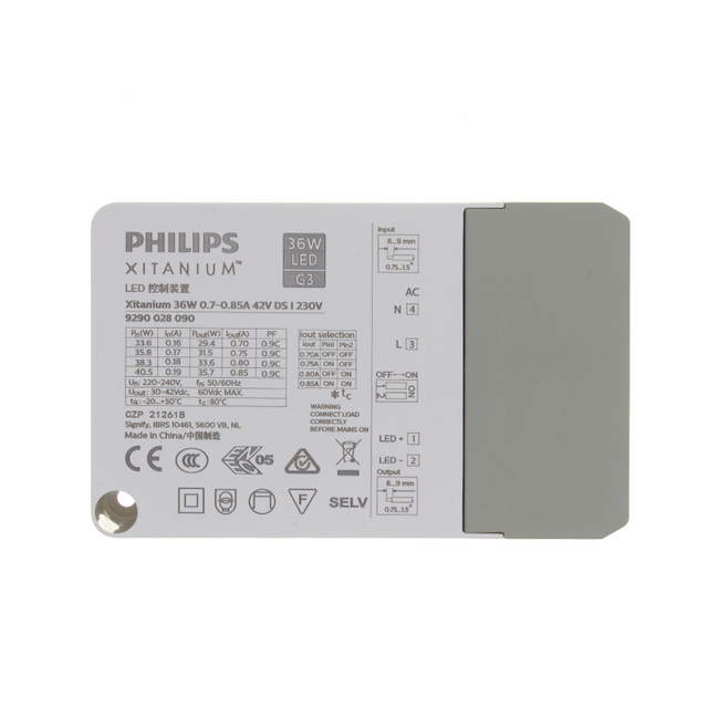 PHILIPS-maximaal 36 WATT- driver -directcurrent-ipp22-vooraanzicht