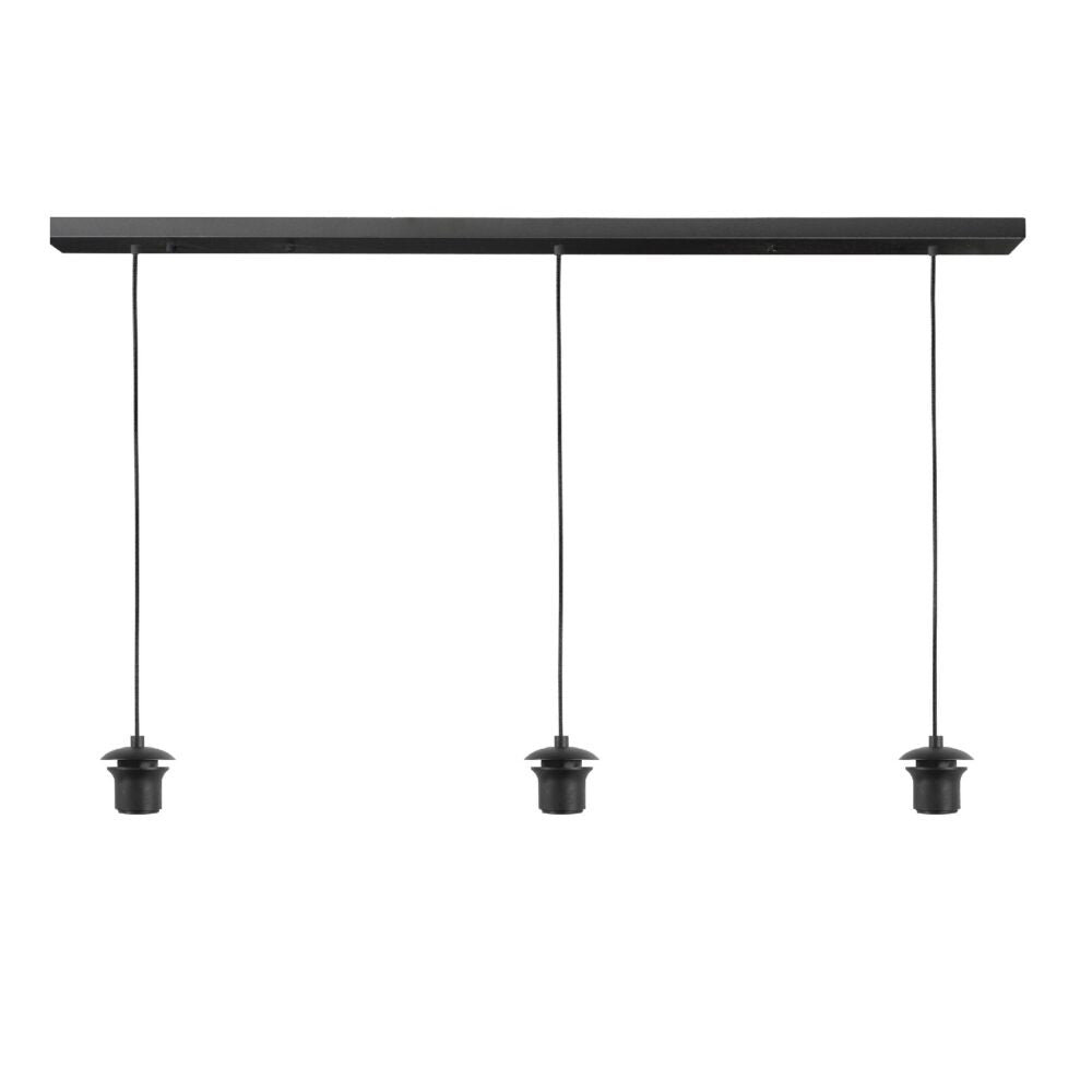 Plafondplaat 120cm voor 3-lichts hanglamp - E27 fittingen - zwart