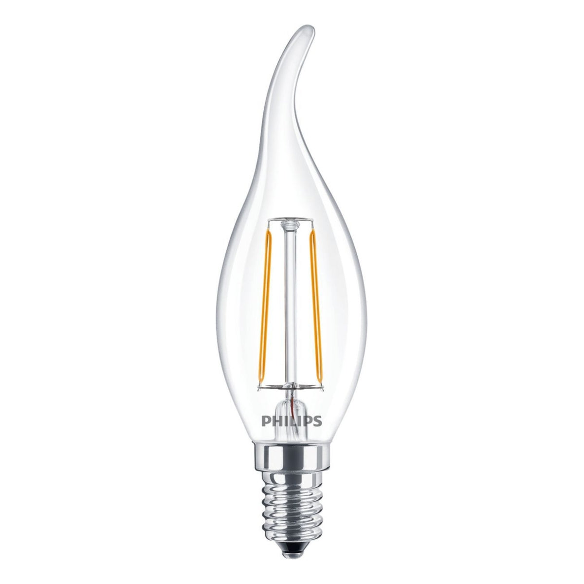 Philips Corepro LEDcandle E14 gebogen punt Filament Helder 2W 250lm - 827 Zeer Warm Wit | Vervangt 25W