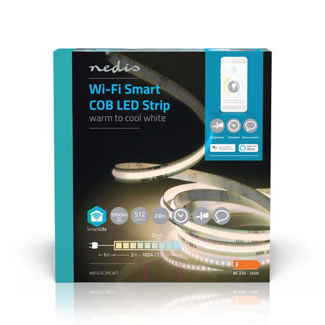 Smart -LED Wi-Fi COB Strip-2 meter-10mm -IP20 CCT - Kleurwissel -Plug &amp; Play -APP besturing-omdoos