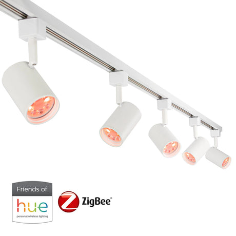 Smart Railsysteem 1-fase | Wit | 3 Meter | HUE compatible | Incl. 5x smart GU10 spots