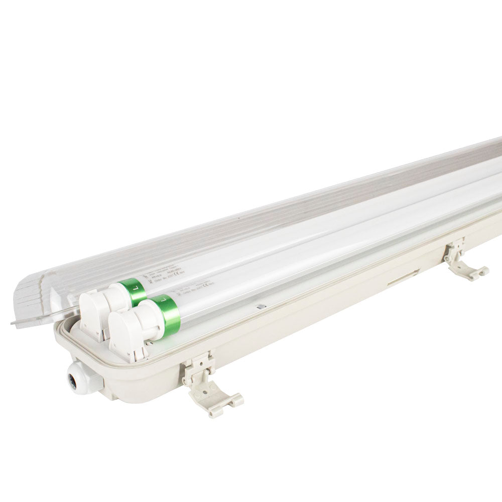 LED TL Armatuur IP65 Waterdicht Voor dubbele LED TL buizen - kap open met buizen