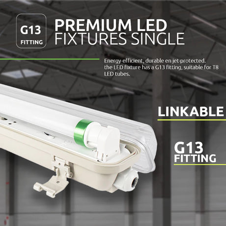 LED TL Armatuur | 120cm enkel | IP65 Waterdicht | incl. LED TL Buis 18W