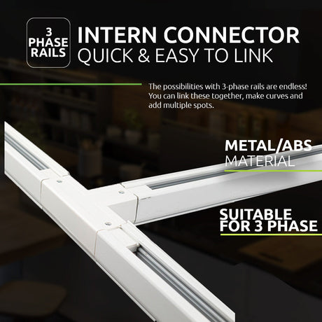 3-Fase Rails T-Vorm interne connector | Wit | LEFT-1