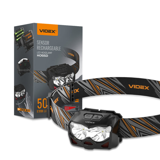 LED Hoofdlamp 10 watt | Accu | 500 Lumen | Sensor | 5000K - Verpakking en hoofdlamp