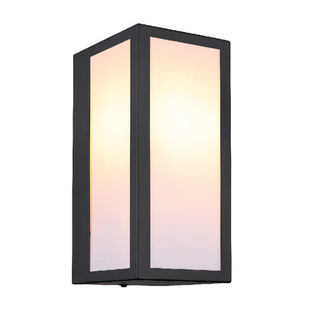 Vierkante wandlamp melk glas-E27 fitting-Zwart-Gundula