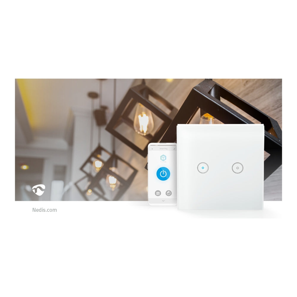 WiFi Slimme wandschakelaar | Dubbel | 220-240V | Android / IOS