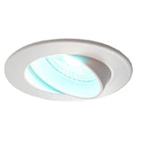 Witte ronde richtbare LED inbouwspot met kantelbaar design, bovenaanzicht.