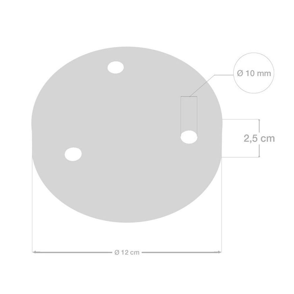 Zwarte Plafondplaat | Complete set | 12 cm | 3 snoeren