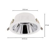 LED DOWNLIGHT | KERBER | CCT-SWITCH | Ø130MM | 16W | WIT | Afmetingen