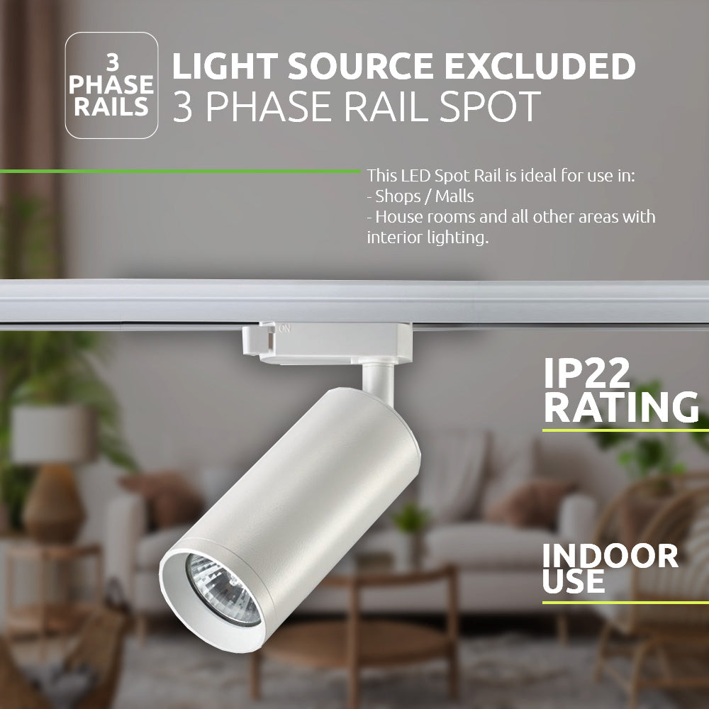 LED Railspot voor GU10 spot | 3-fase | Wit