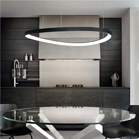 ideallux-moderne hanglamp - zwarte ring - 81cm - sfeerfoto