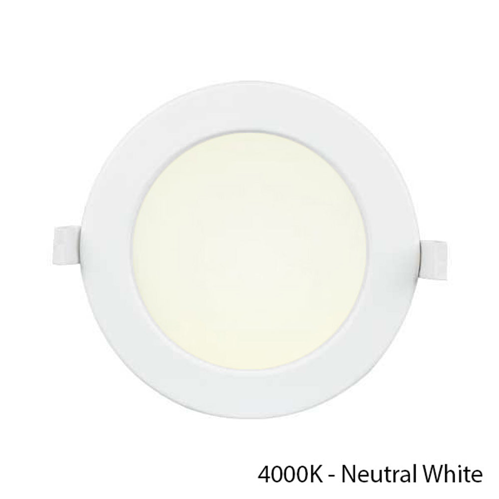 Ronde LED inbouwspot 4000K neutral white – bovenaanzicht van witte plafondspot met neutraal wit licht voor moderne en energiezuinige verlichting.