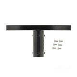 Zwart metalen T-vormige montagebeugel voor LED-schijnwerper, vooraanzicht, inclusief zes montagemoeren en -bouten.