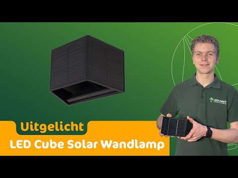 LED Cube Wandlamp op Solar | 1 Watt | Schemersensor | 3000K - Warm wit