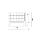 LED Bouwlamp op Solar | Bewegingssensor | 5 Watt | 4000K - Naturel wit - afmetingen