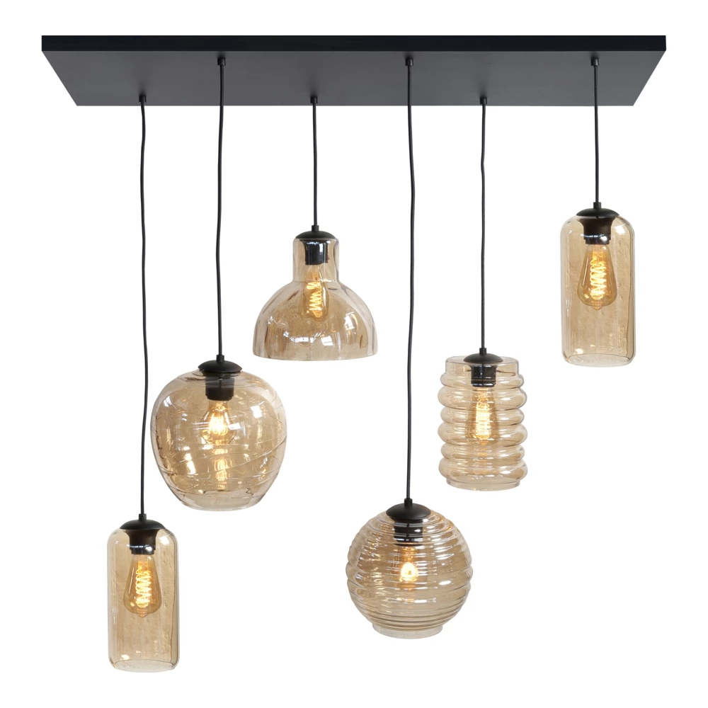 Oneerlijkheid Erge, ernstige Dakloos Hanglamp Gouden Glazen/Zwart | Modern | 6 x E27 fitting | LedLoket