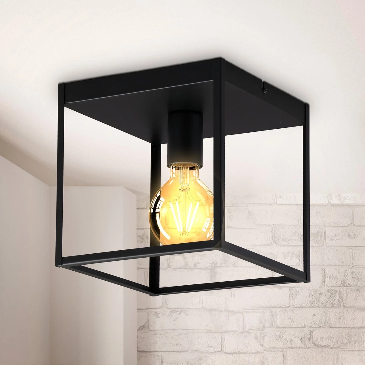 naakt Regenjas Kort leven Industriële plafondlamp zwart | Incl. dimbare E27 lamp | Cage | LedLoket